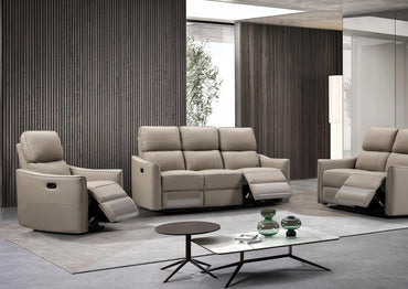 Claudia Taupe Leather 2 Seater Electric Recliner Sofa