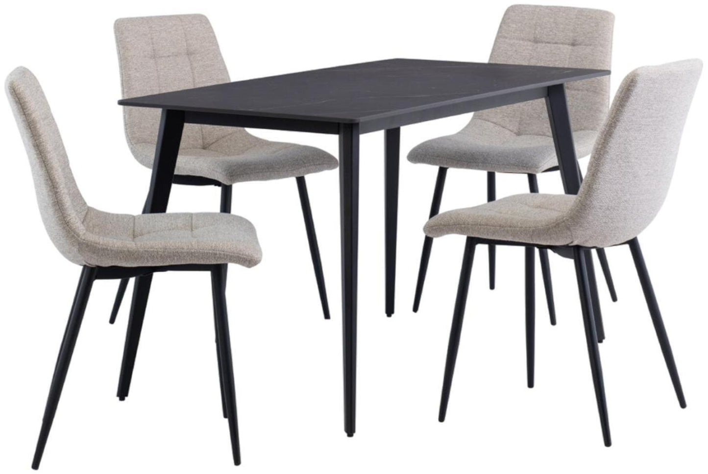 Ivy Mooney Matt Black Sintered Stone Top 4 Seater Dining Table