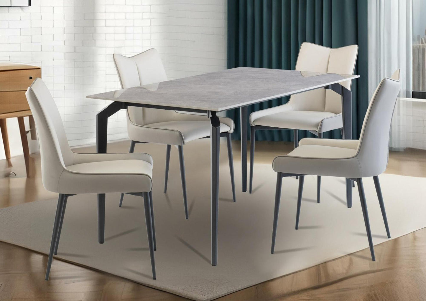 Lugo Grey Sintered Stone Top 4 Seater Dining Table