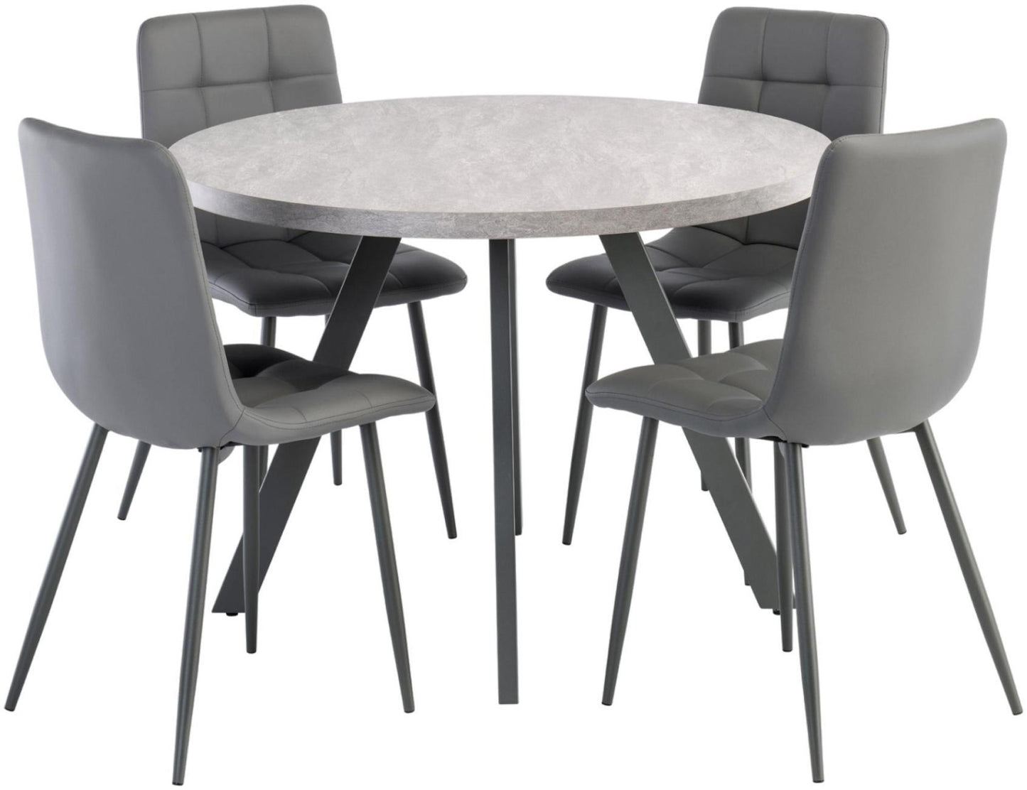 Rimini Light Grey 4 Seater Round Dining Table