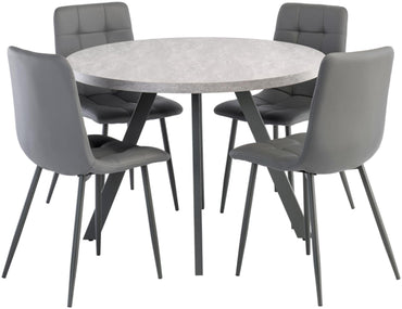 Rimini Light Grey 4 Seater Round Dining Table