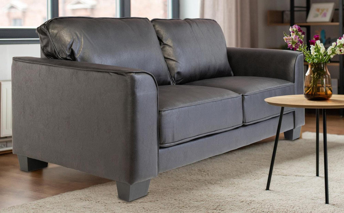 Spencer Black Distressed Fabric 3 Seater Sofa