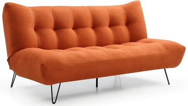 Lux Themis Orange Soft Textured Weave Fabric Futon 2 Seater Sofabed