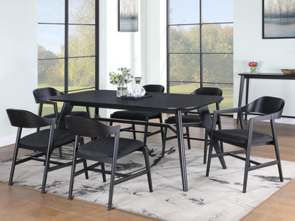 Carrington Black Oak Dining Set, 180cm Rectangular Top - 6 Chairs