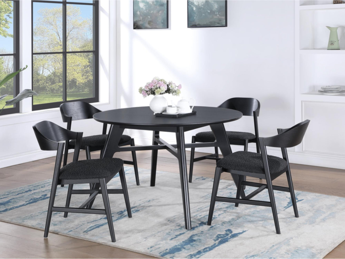 Carrington Black Oak Dining Set, 120cm Round Top - 4 Chairs