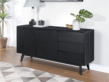 Carrington Black Oak 2 Doors 3 Drawers Wide Sideboard