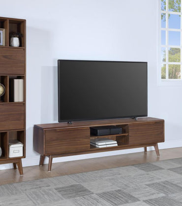 Carrington Walnut Large TV Unit, 180cm L with Storage for Television Upto 70inch Plasma