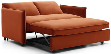 Blaire Athena Burnt Orange Velvet Fabric 2 Seater Sofabed