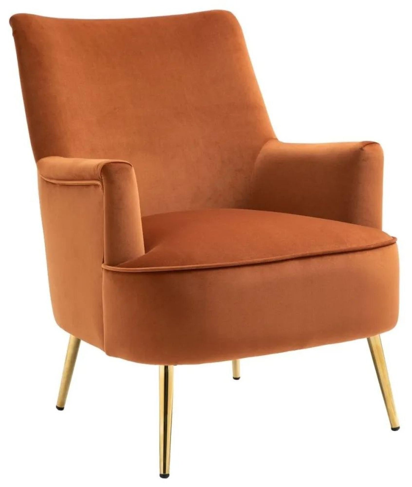 Jetson Athena Burnt Orange Velvet Fabric Accent Chair