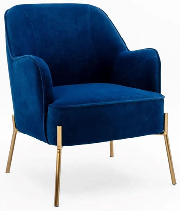 Mia Eris Navy Blue Velvet Fabric Accent Chair