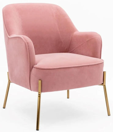 Mia Eris Pink Velvet Fabric Accent Chair