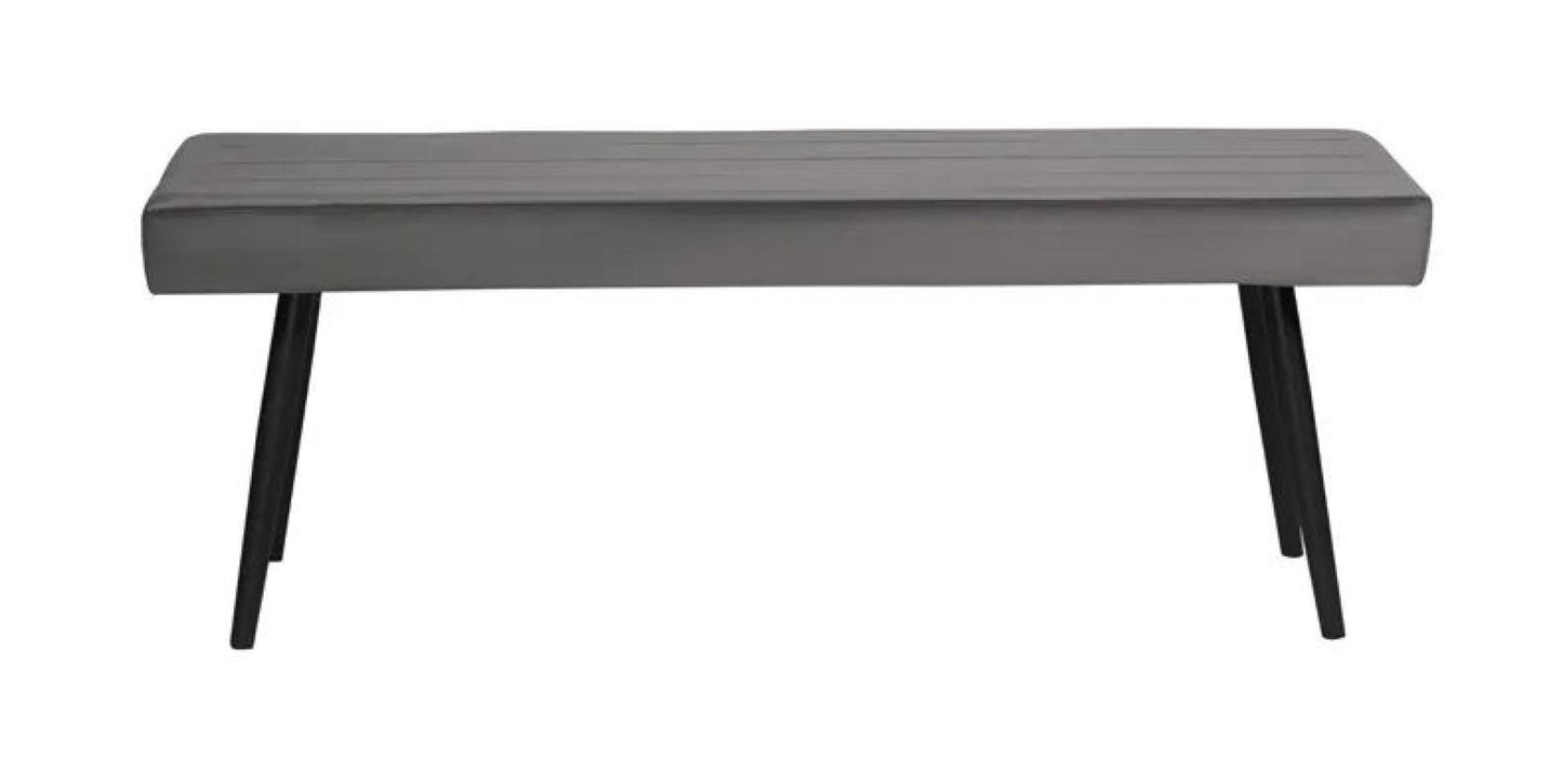 Dark Grey Velvet Fabric Dining Bench