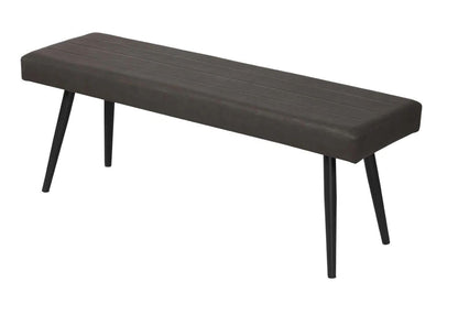 Distressed Dark Grey Faux Leather Dining Bench