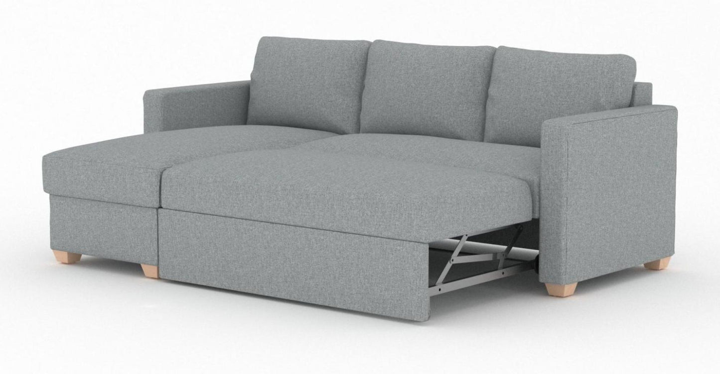 Oscar Carina Ash Grey Fabric Corner Sofabed