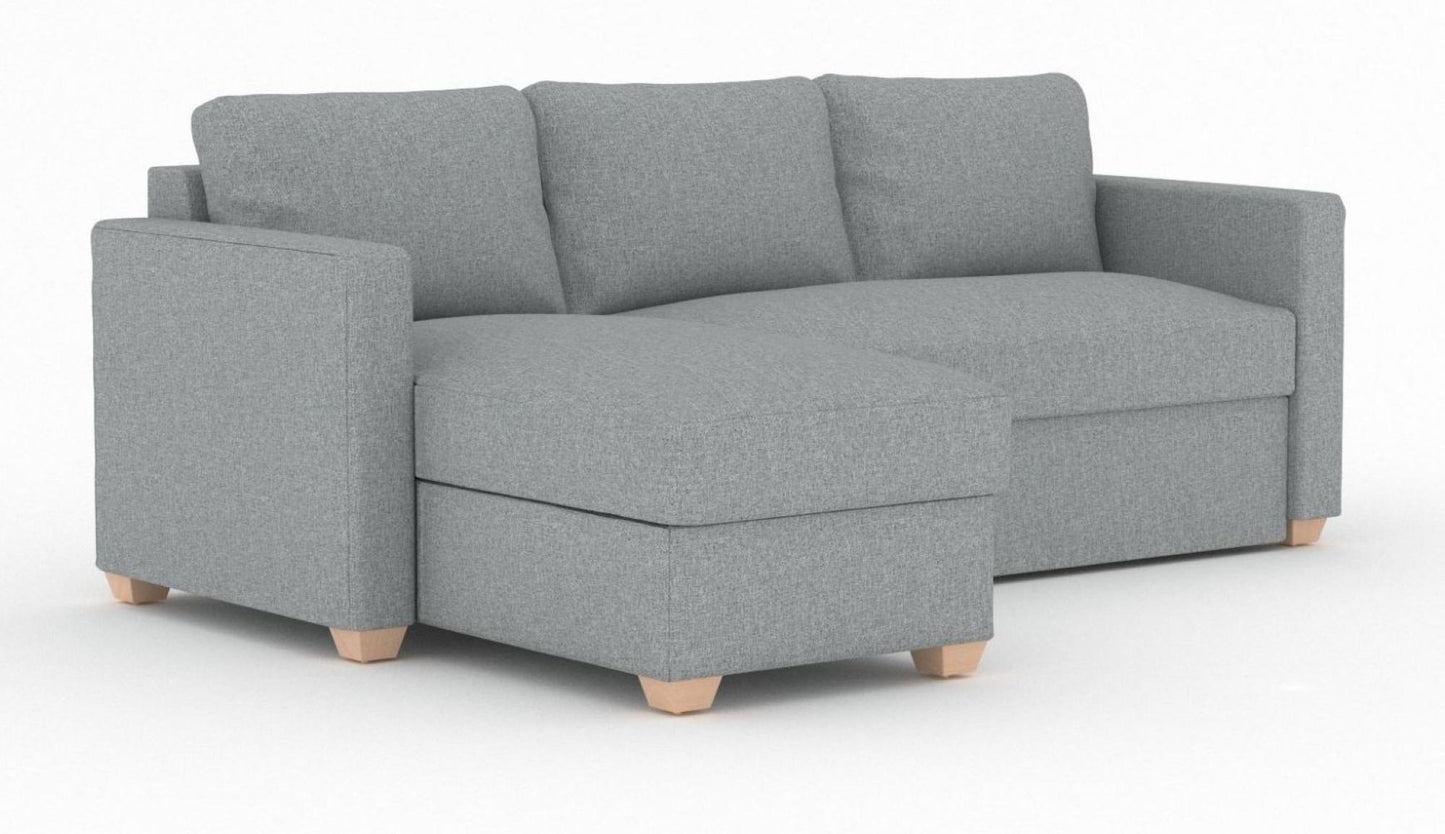 Oscar Carina Ash Grey Fabric Corner Sofabed