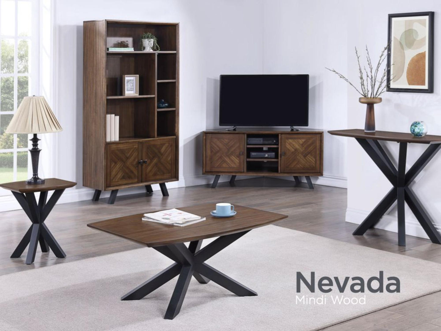 Nevada Mindi Wood 2 Door Corner TV Unit