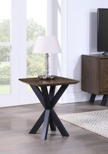 Nevada Mindi Wood Parquet Top Square Lamp Table