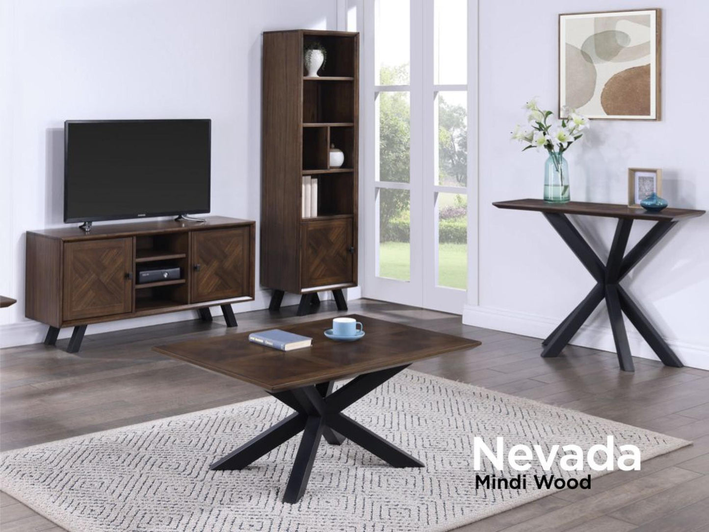 Nevada Mindi Wood 2 Door Straight TV Unit