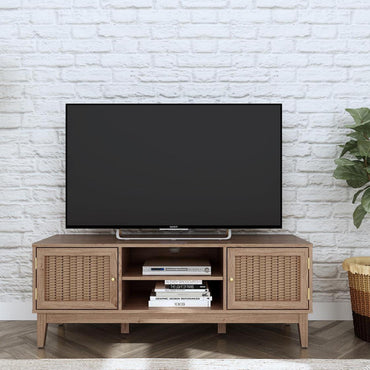 Bordeaux Oak and Faux Rattan TV Unit