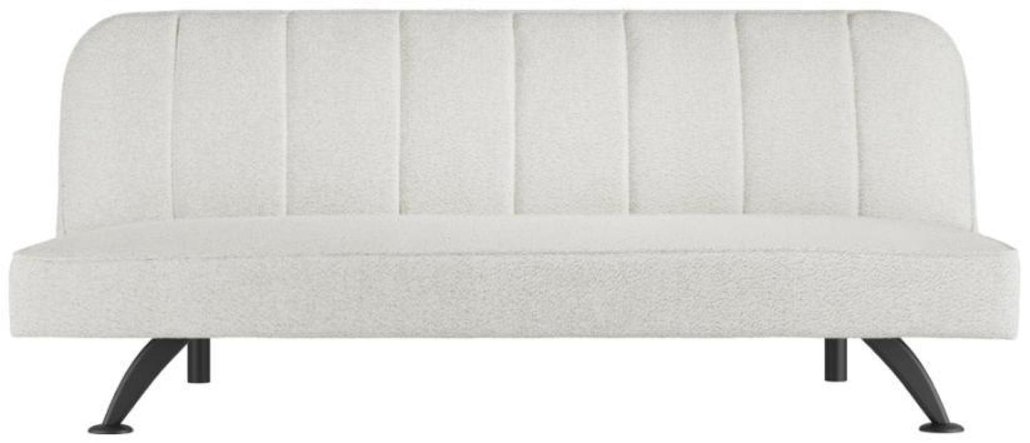 Burlington Ivory and Matte Black Boucle Fabric Sofabed