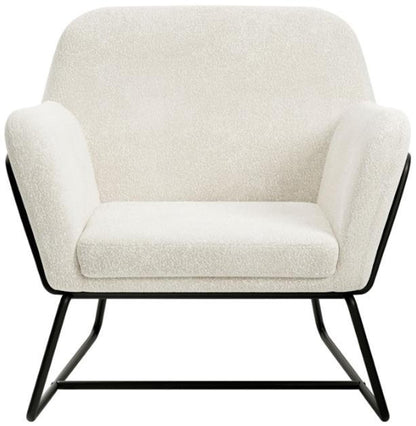 Charles Ivory and Matte Black Boucle Fabric Armchair