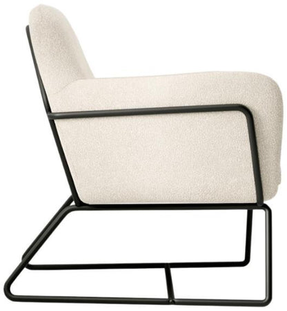 Charles Ivory and Matte Black Boucle Fabric Armchair