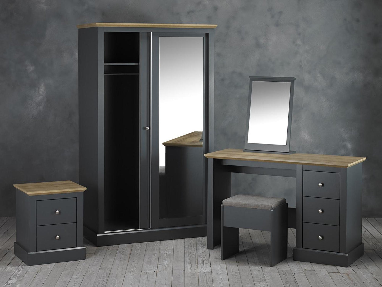 Devon Charcoal 2 Door Sliding Wardrobe