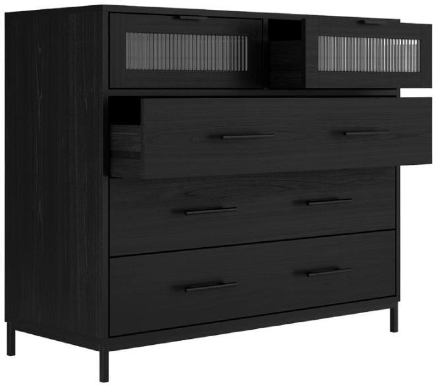 Edison Matte Black 3+2 Drawer Chest