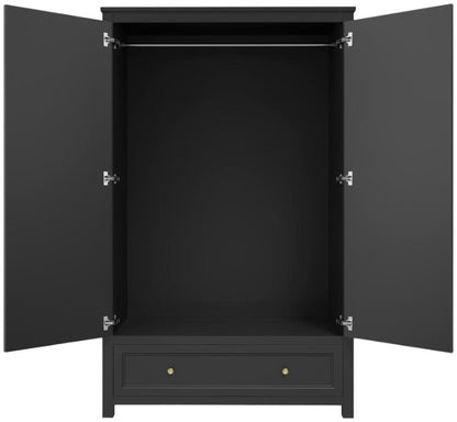 Ives Black 2 Door Combo Wardrobe