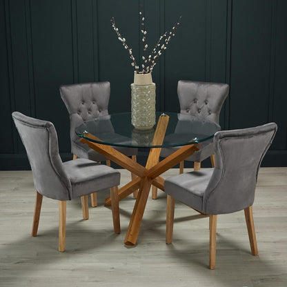 Oporto Solid Oak and Glass Dining Table