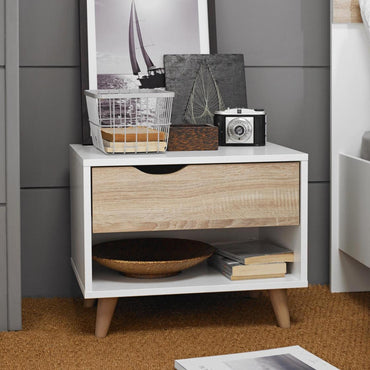 Stockholm White 1 Drawer Bedside Cabinet