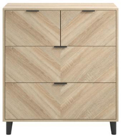 Stockholm Chevron Sonoma Oak 4 Drawer Chest