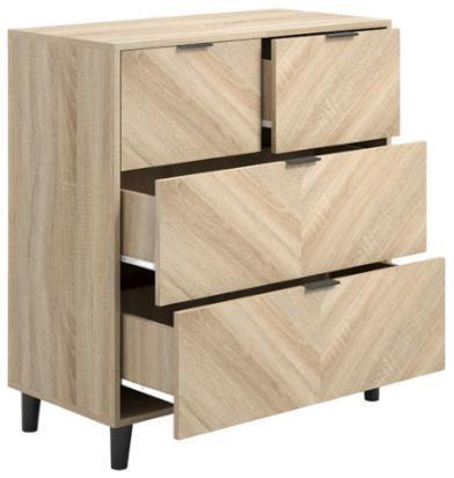 Stockholm Chevron Sonoma Oak 4 Drawer Chest