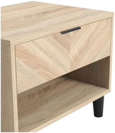 Stockholm Chevron Sonoma Oak 1 Drawer Bedside Cabinet