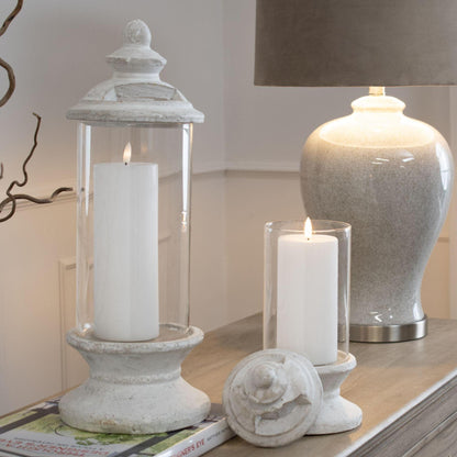 White Stone Glass Candle Holder