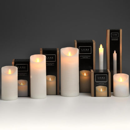 Luxe 3.5x9 White Flickering Flame LED Wax Candle