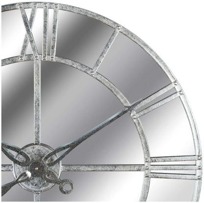 Silver Foil Mirrored Glass Wall Clock - 86cm x 85cm