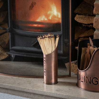 Copper Logs Kindling Buckets and Matchstick Holder