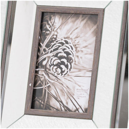 Tristan Brown Wood and Mirrored Glass Mirror and Wood 4X6 Frame