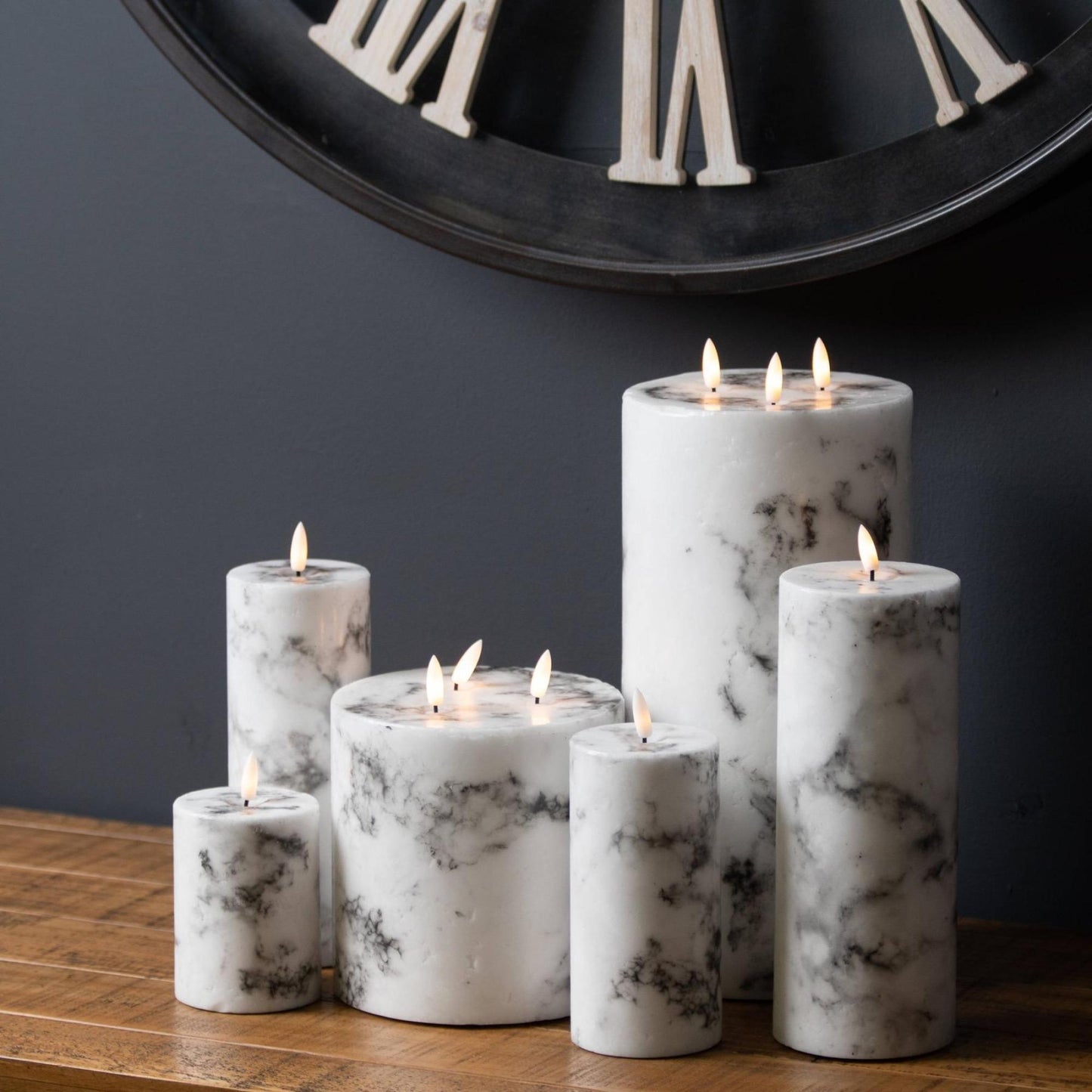 Luxe Natural Glow Marble Effect Led Candle - 20885