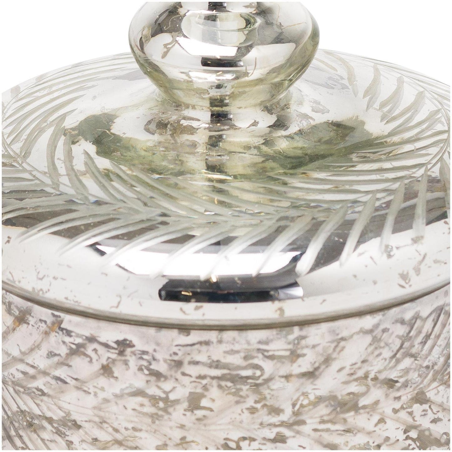 Silver Small Glass Foil Effect Trinket Jar