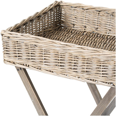 Wicker Grey Wash Large Basket Butler Tray