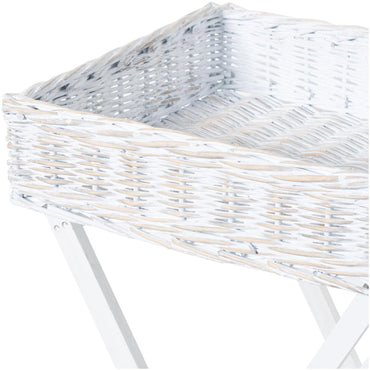 Wicker White Large Basket Butler Tray