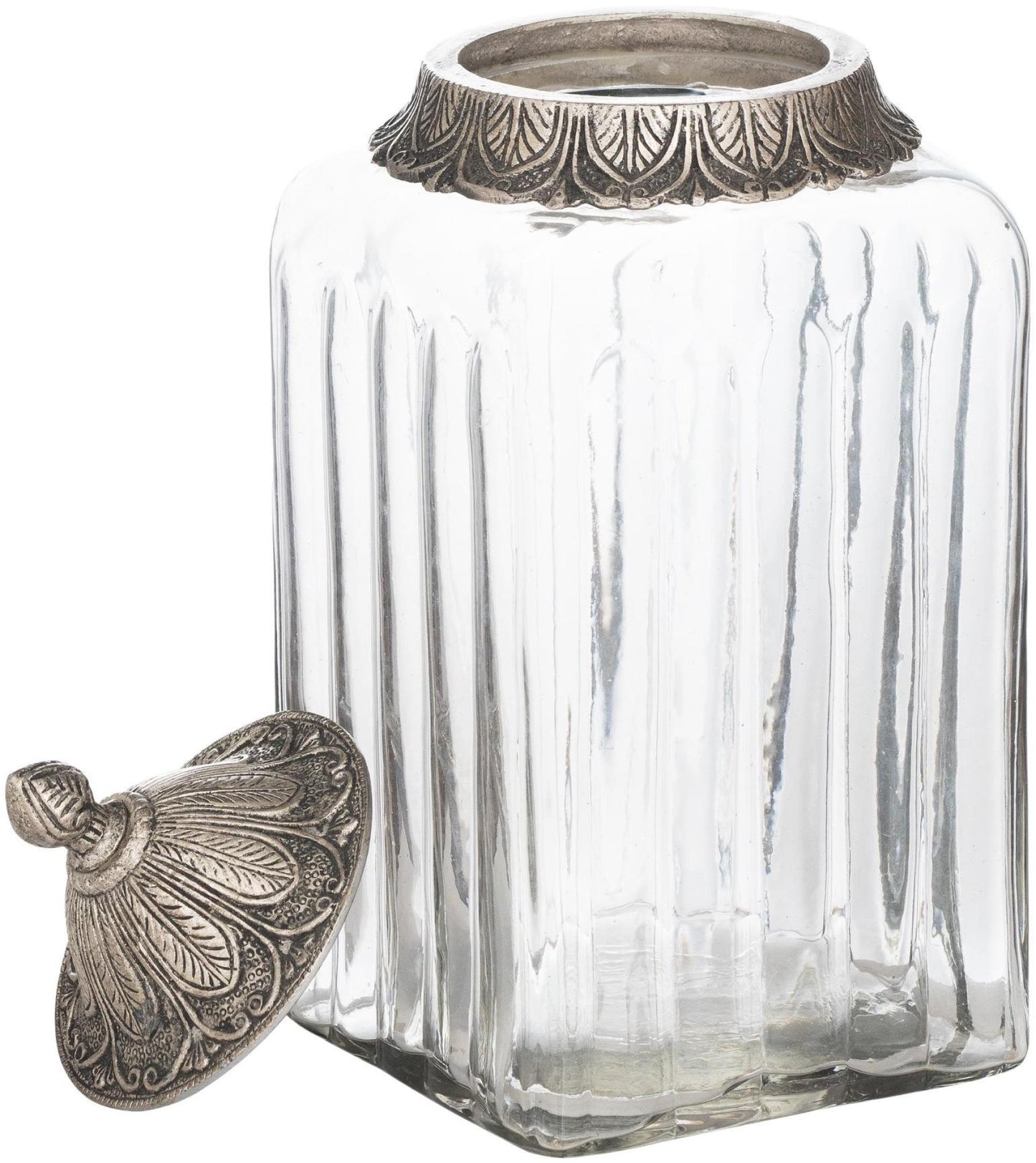 Moroccan Style Clear Glass Lidded Large Display Jar