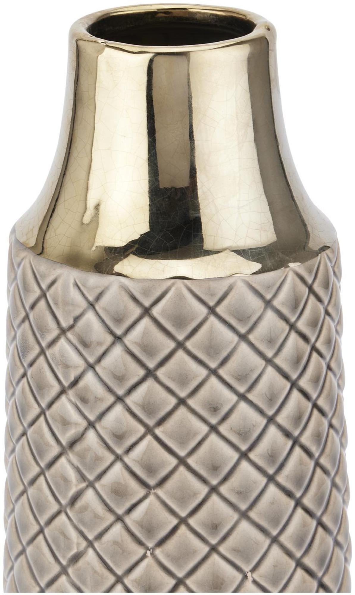 Seville Collection Beige and Gold Ceramic Diamond Vase