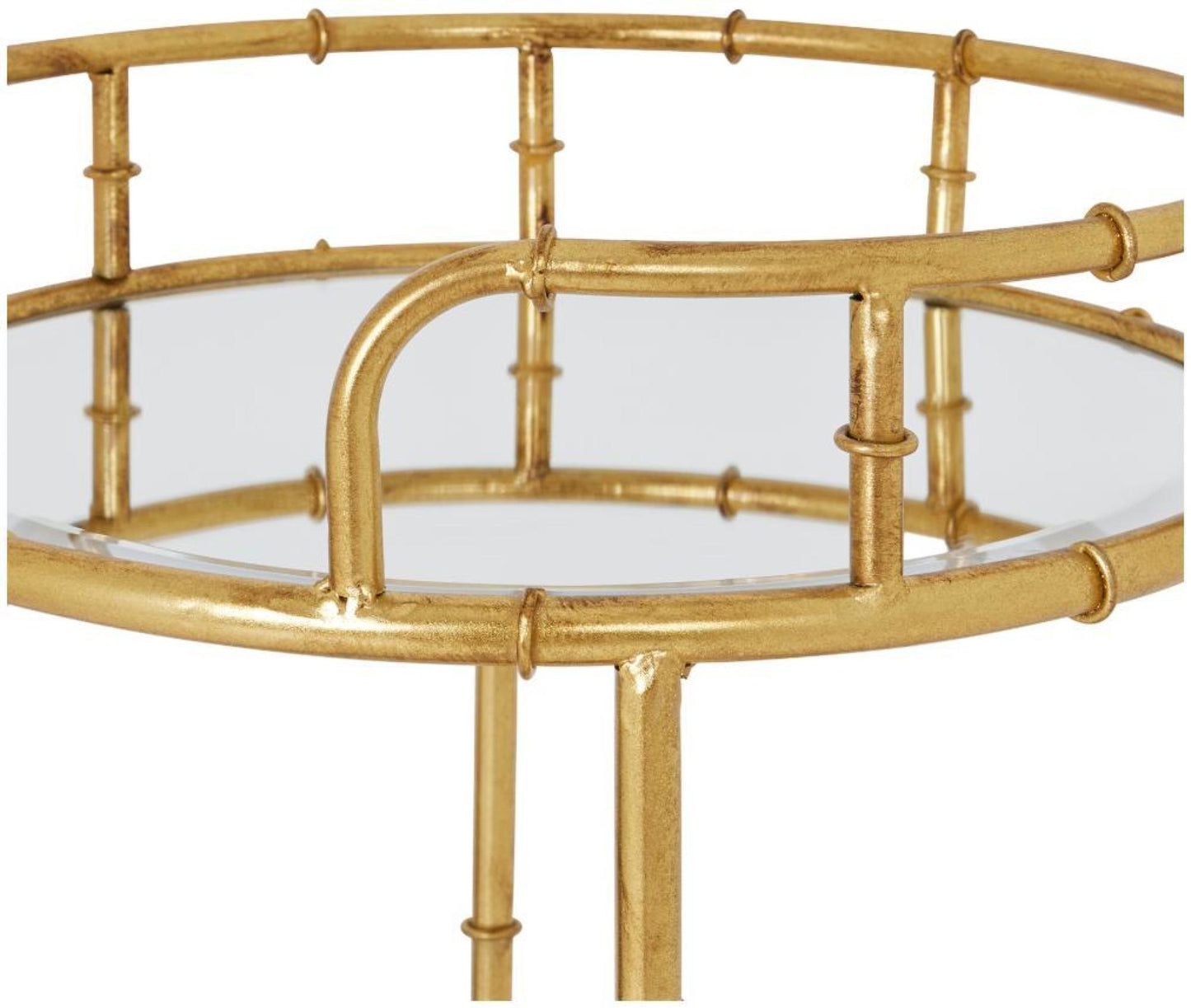 Gold Glass Round Drinks Trolley