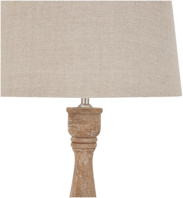 Delaney Wood Natural Wash Candlestick Lamp with Linen Shade