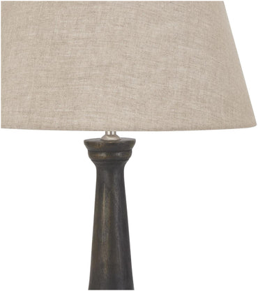 Delaney Wood Goblet Candlestick Lamp with Linen Shade