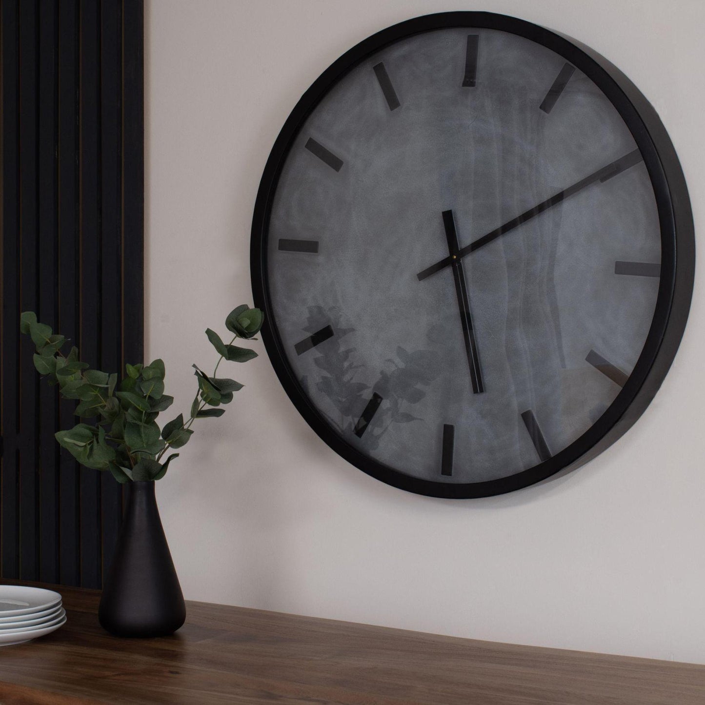 Black Large Concrete Effect Station Clock - 50cm x 50cm