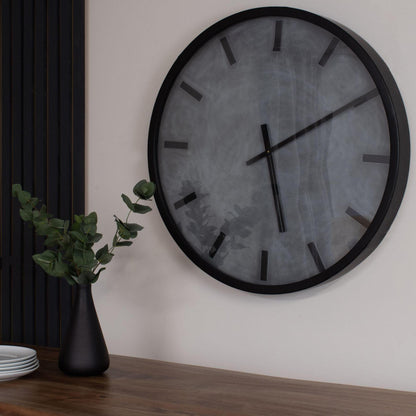 Black Large Concrete Effect Station Clock - 50cm x 50cm